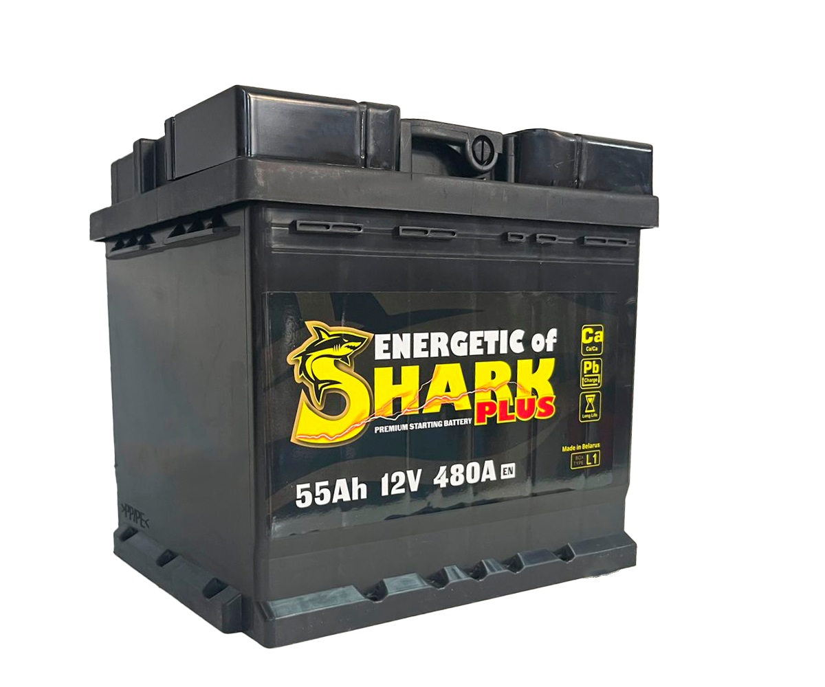 Аккумулятор, ENERGETIC SHARK PLUS, 55 Ah, кубик, прямая полярность