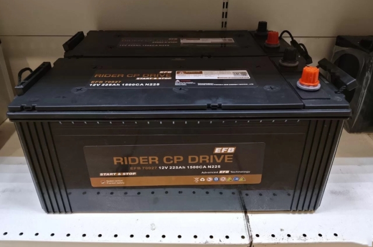 Аккумулятор, RIDER 70027, EFB, 225 Ah, конус, обратная полярность