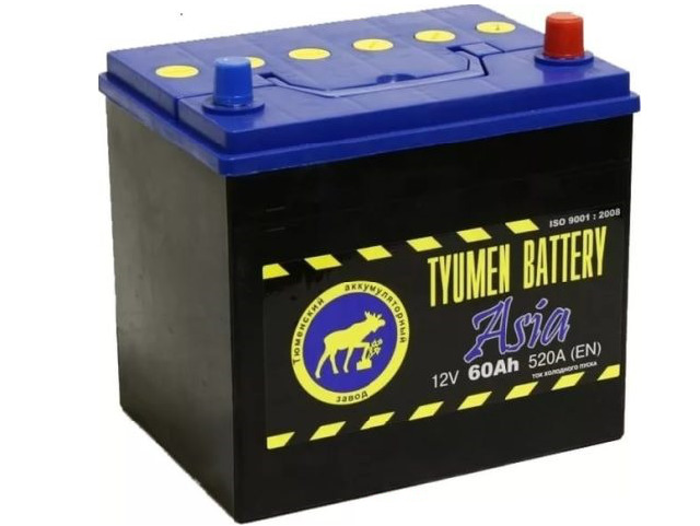Батарея аккумуляторная TYUMEN BATTERY 6CT60L0ASIA 60А/ч 550А 12В обратная полярн. выносные (Азия) клеммы